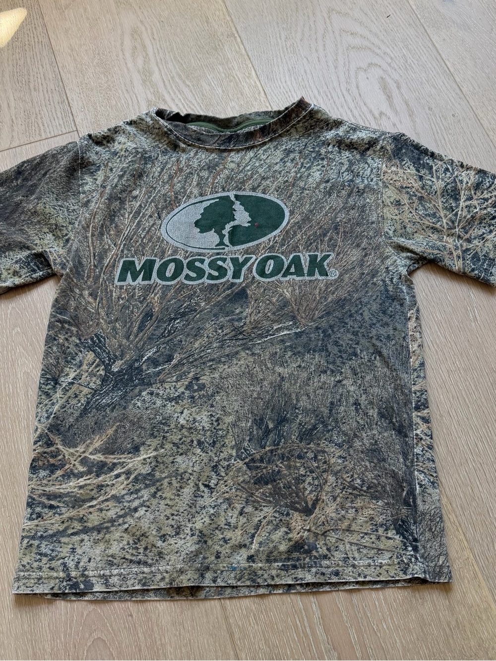Mossy Oak Brown & Green Camouflage Short Sleeve Tee for Kids